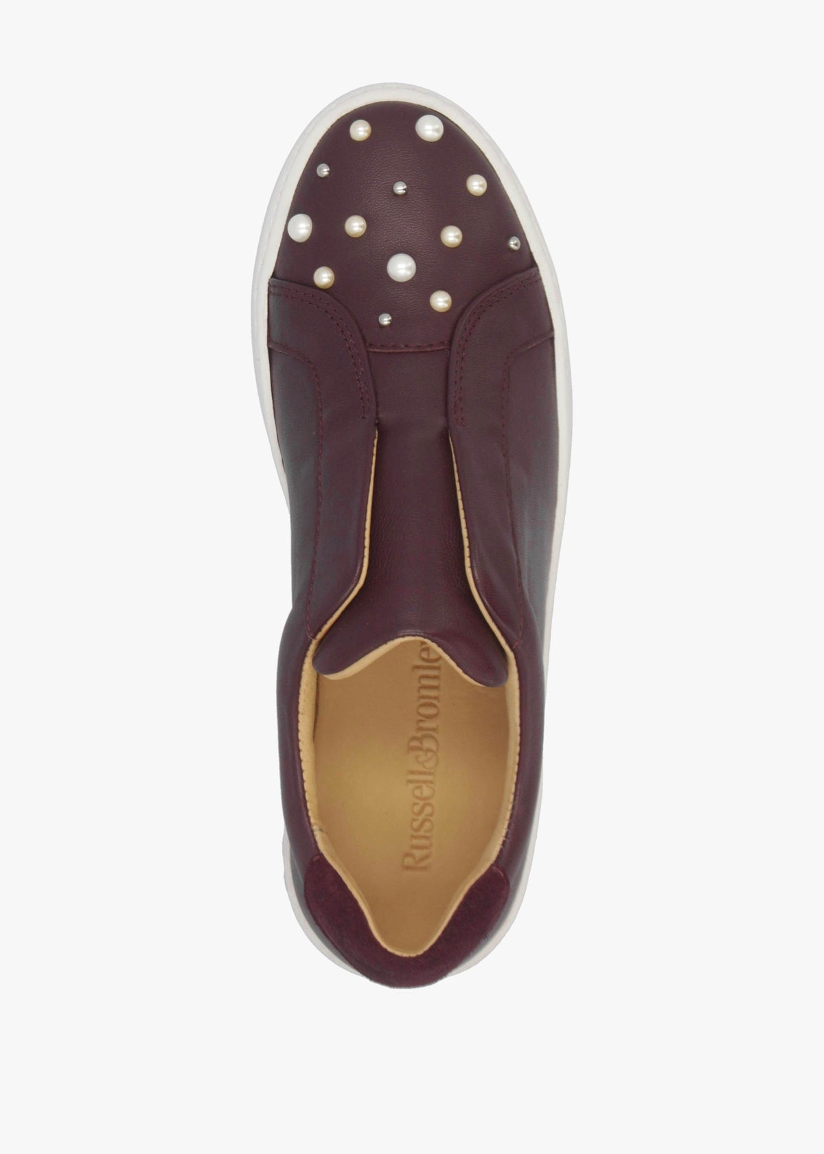 Pear Laceless Embellished Burgundy Leather Trainers