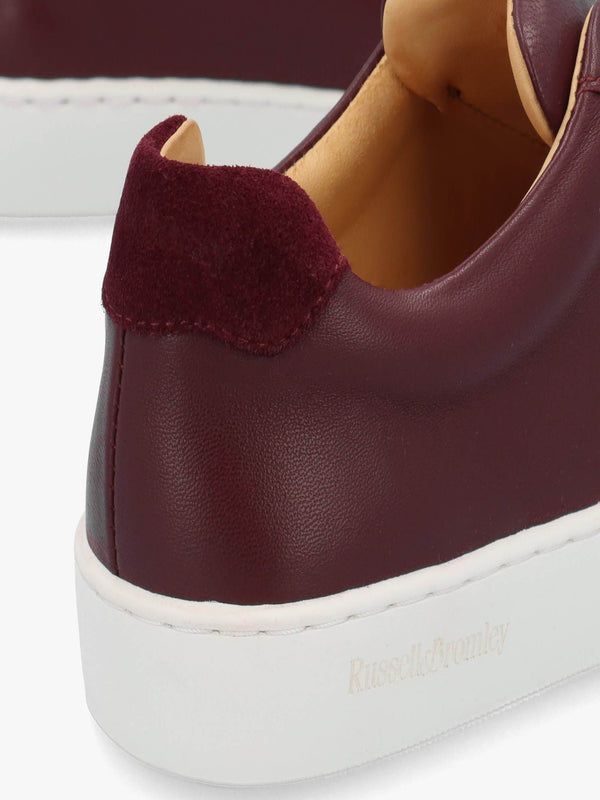 Pear Laceless Embellished Burgundy Leather Trainers