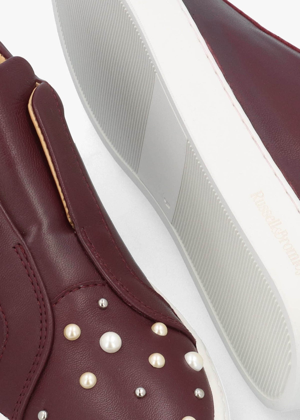 Pear Laceless Embellished Burgundy Leather Trainers