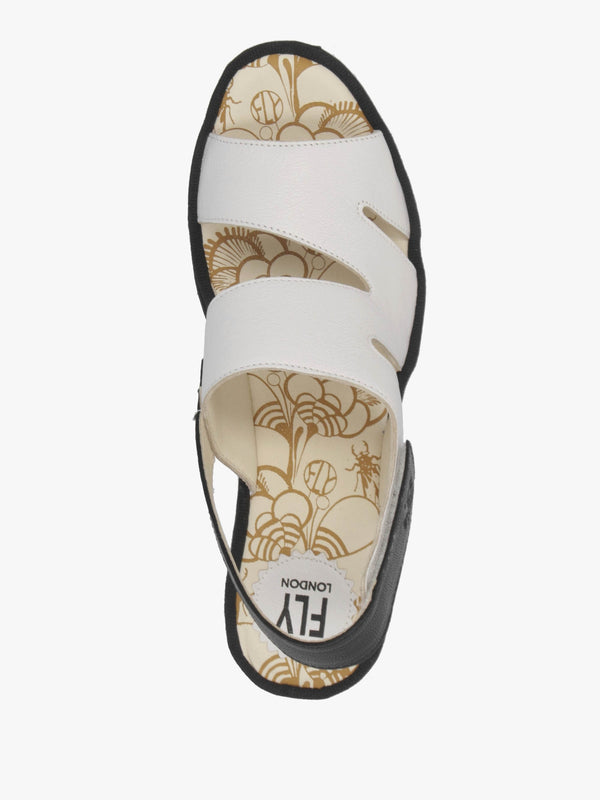 Yaad White & Black Leather Wedge Sandals