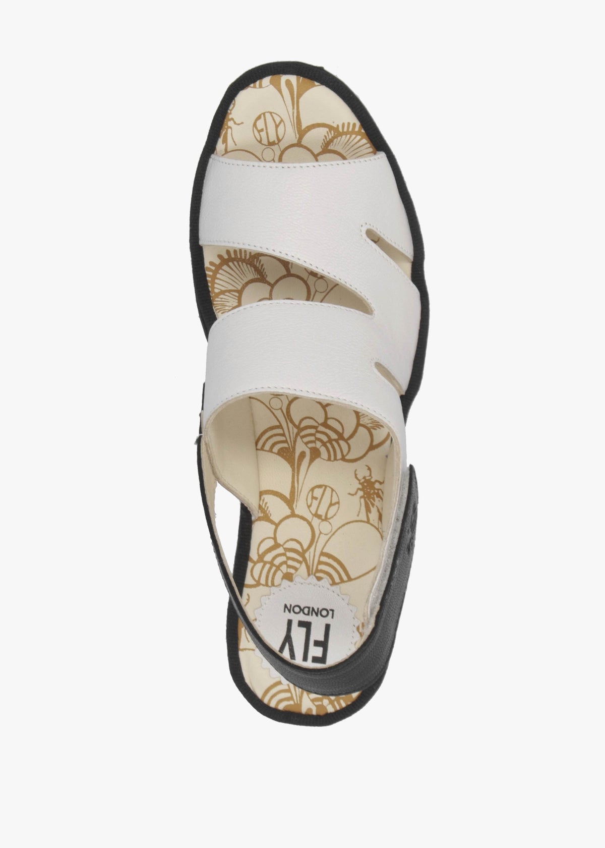 Yaad White & Black Leather Wedge Sandals