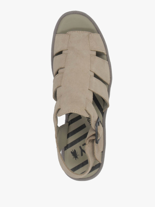 Baic Taupe Suede Lattice Wedge Sandals