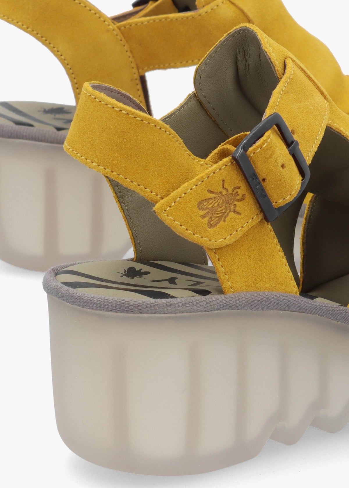 Baic Yellow Suede Lattice Wedge Sandals