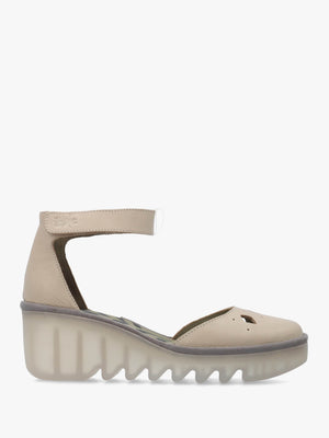 Boij Taupe Leather Closed Toe Wedge Sandals