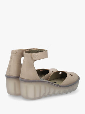 Boij Taupe Leather Closed Toe Wedge Sandals