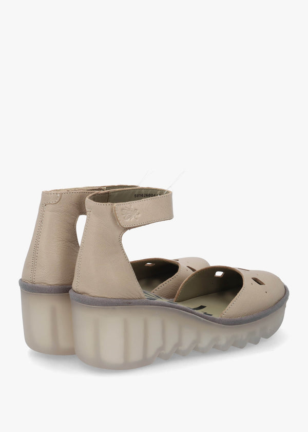Boij Taupe Leather Closed Toe Wedge Sandals