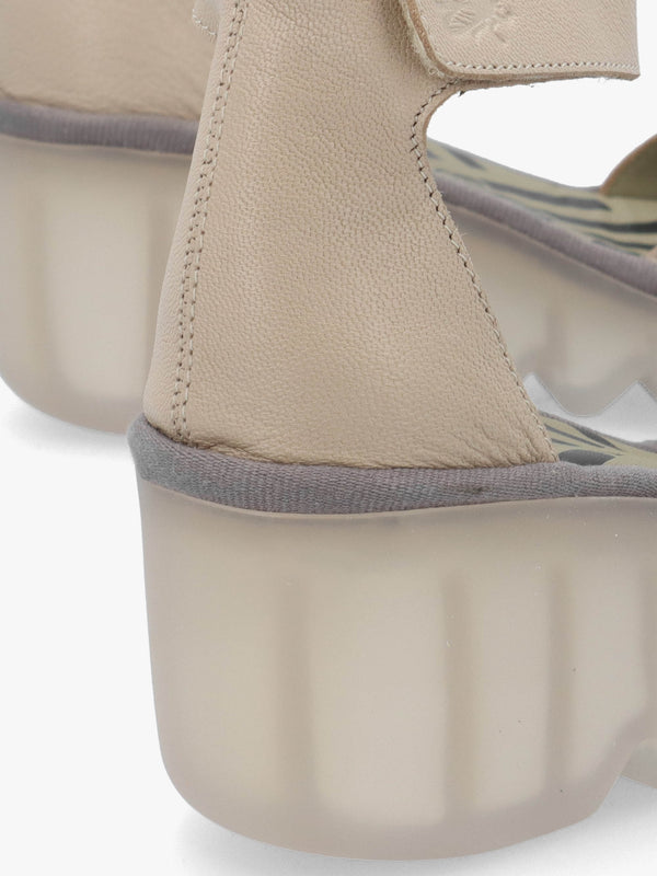 Boij Taupe Leather Closed Toe Wedge Sandals