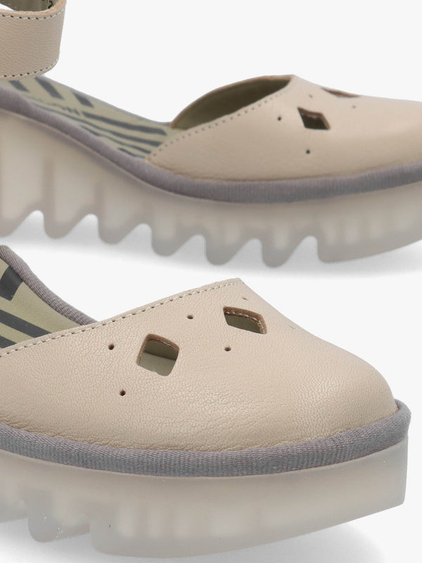 Boij Taupe Leather Closed Toe Wedge Sandals
