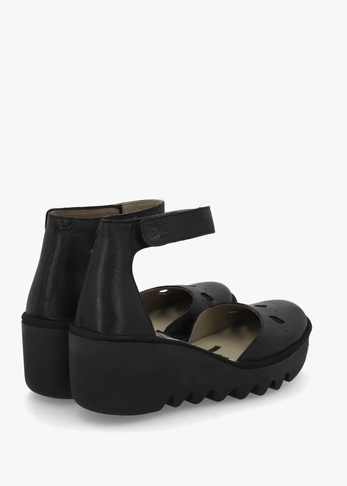 Boij Black Leather Closed Toe Wedge Sandals