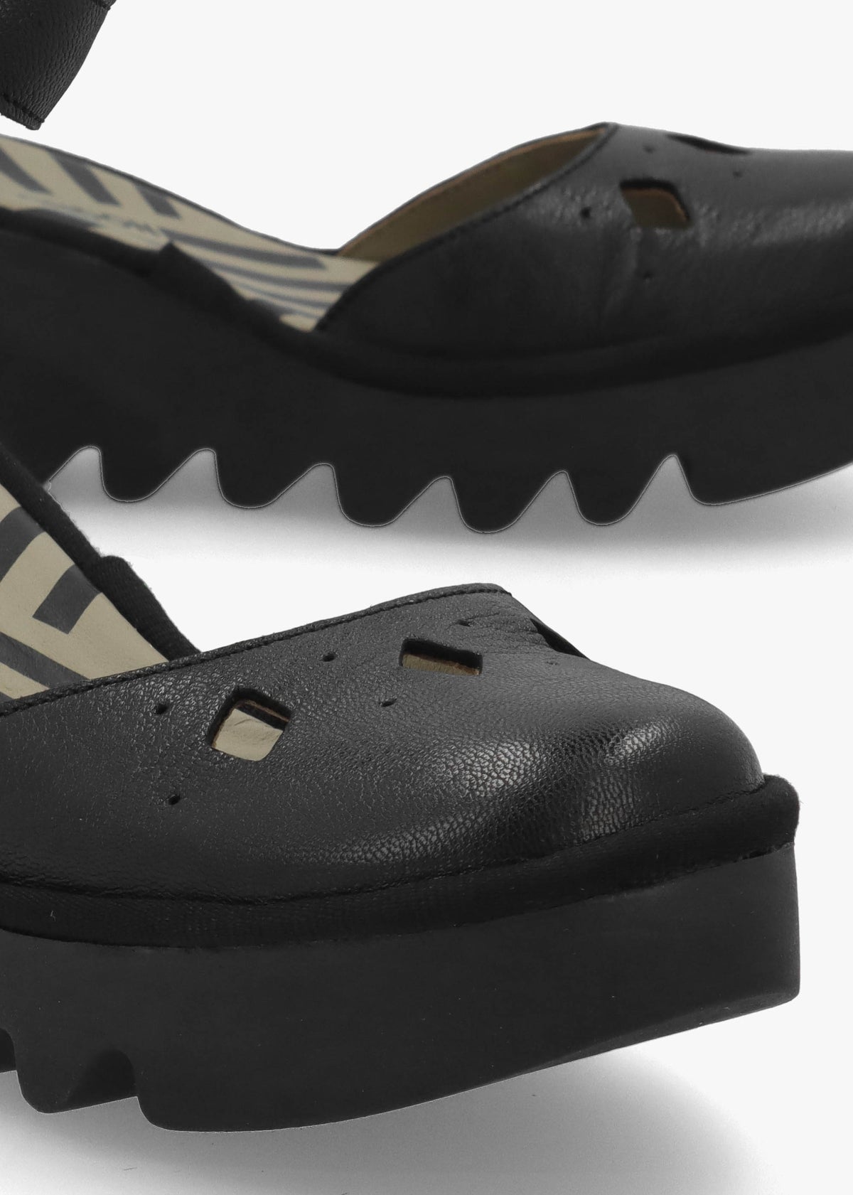 Boij Black Leather Closed Toe Wedge Sandals