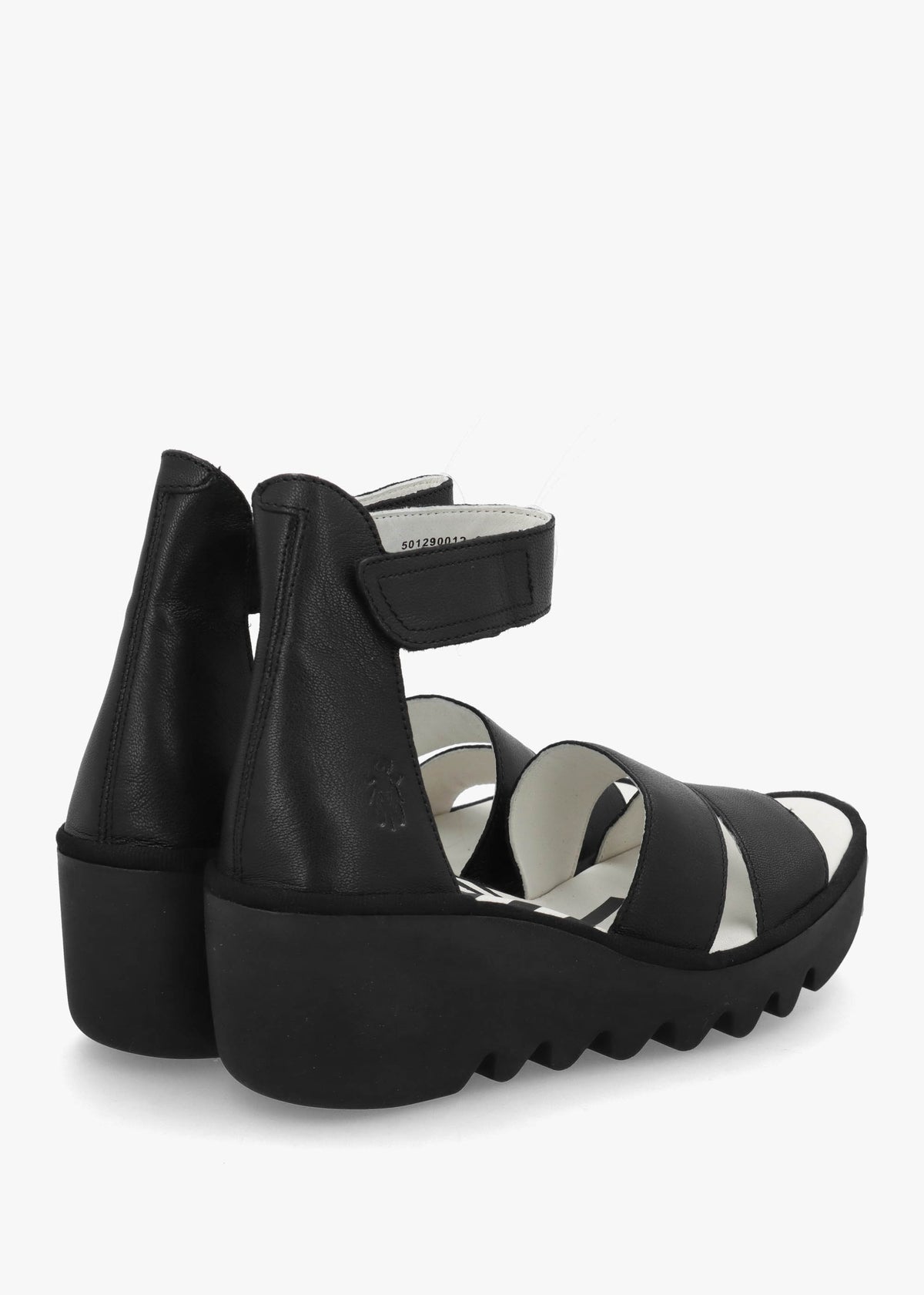 Bono II Black Leather Mid Wedge Sandals