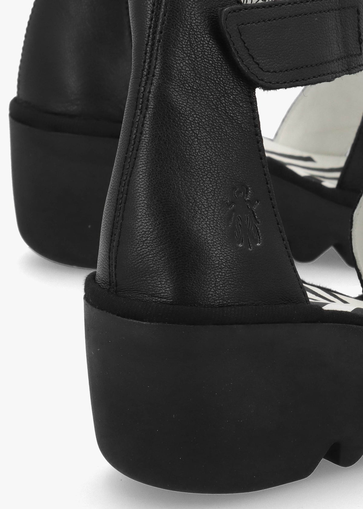 Bono II Black Leather Mid Wedge Sandals