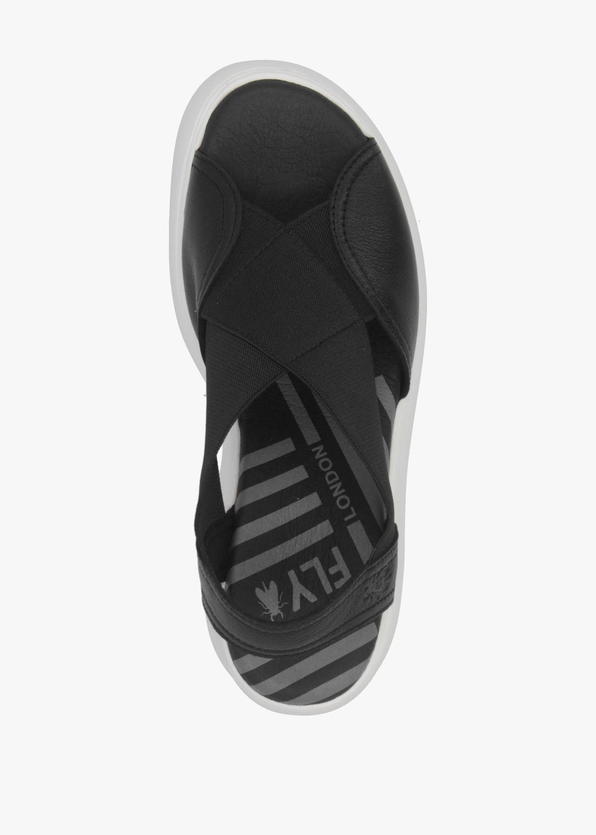 Daif Black Leather Mid Wedge Sandals