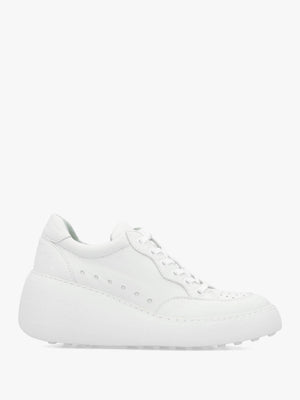 Derk White Leather Wedge Trainers