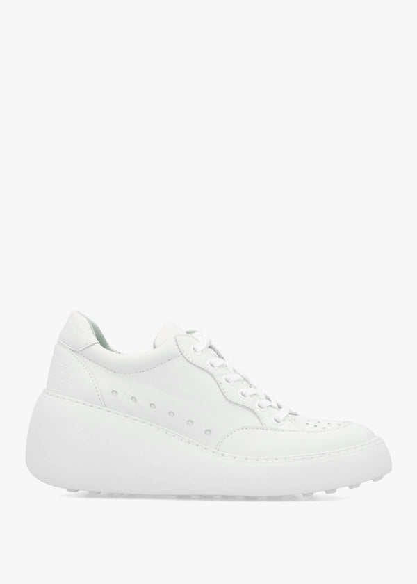 Derk White Leather Wedge Trainers