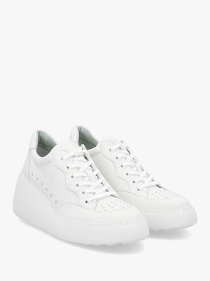 Derk White Leather Wedge Trainers