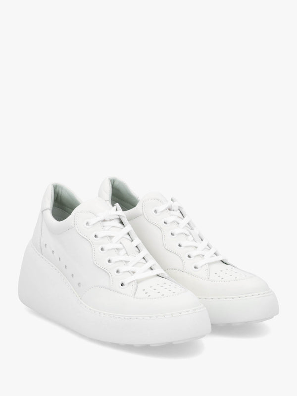 Derk White Leather Wedge Trainers
