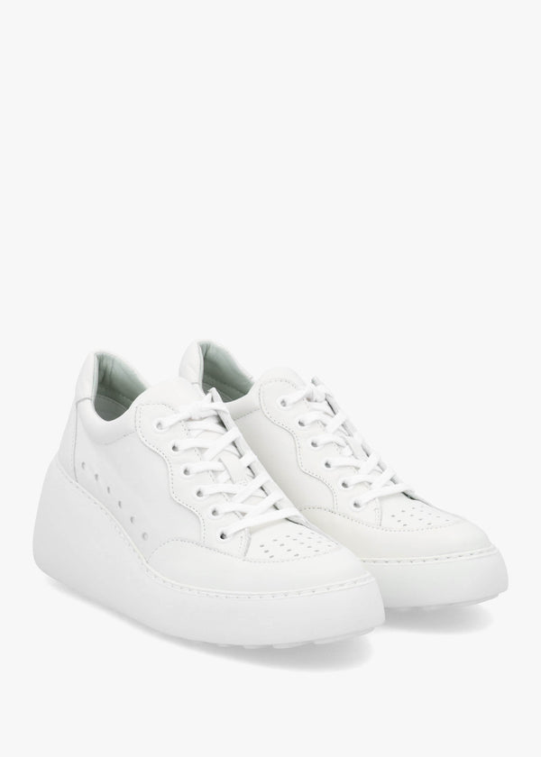 Derk White Leather Wedge Trainers