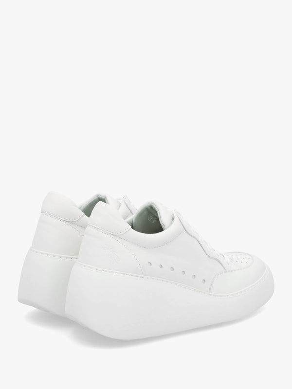 Derk White Leather Wedge Trainers