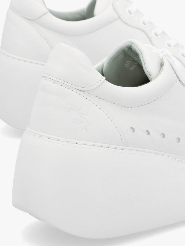 Derk White Leather Wedge Trainers