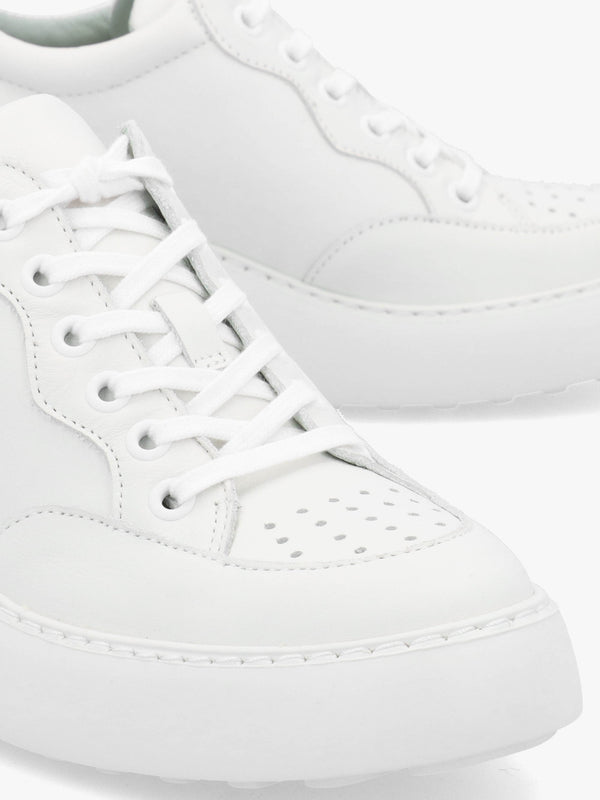 Derk White Leather Wedge Trainers