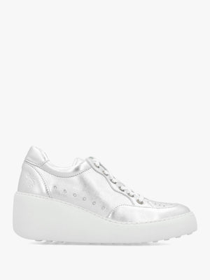 Derk Silver Leather Wedge Trainers
