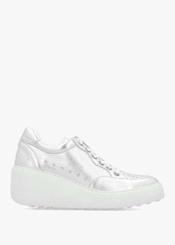 Derk Silver Leather Wedge Trainers