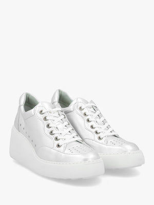 Derk Silver Leather Wedge Trainers