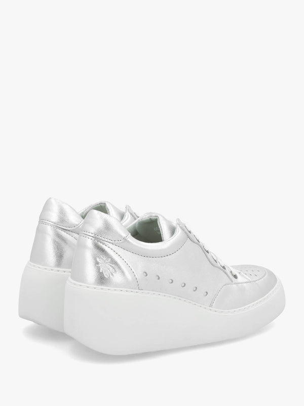 Derk Silver Leather Wedge Trainers