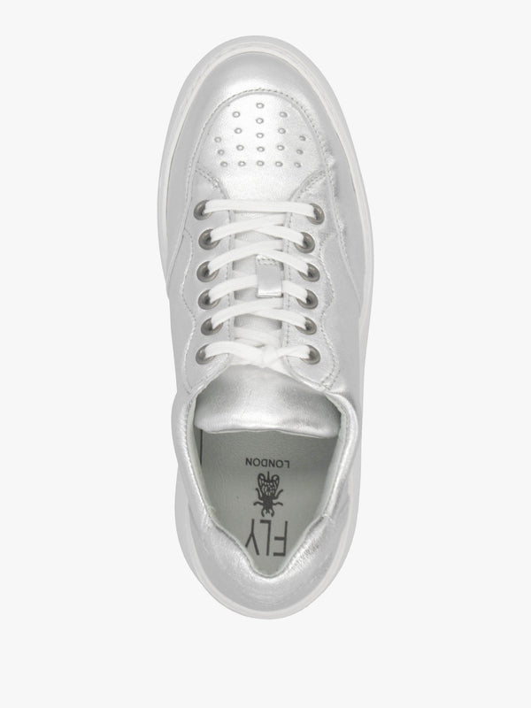 Derk Silver Leather Wedge Trainers