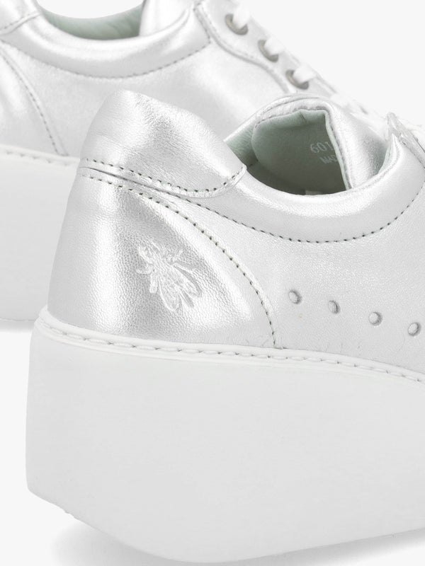 Derk Silver Leather Wedge Trainers