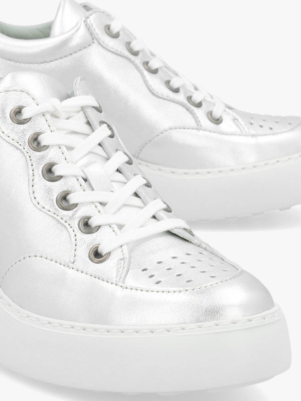 Derk Silver Leather Wedge Trainers