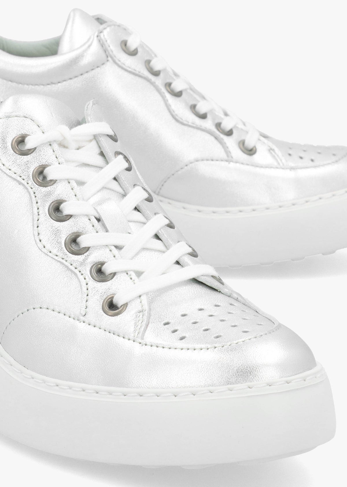 Derk Silver Leather Wedge Trainers