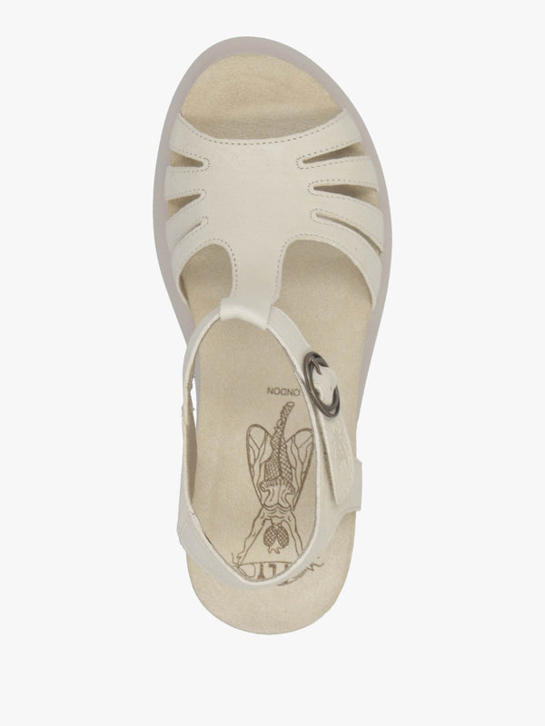 Gait Taupe Leather T Bar Wedge Sandals