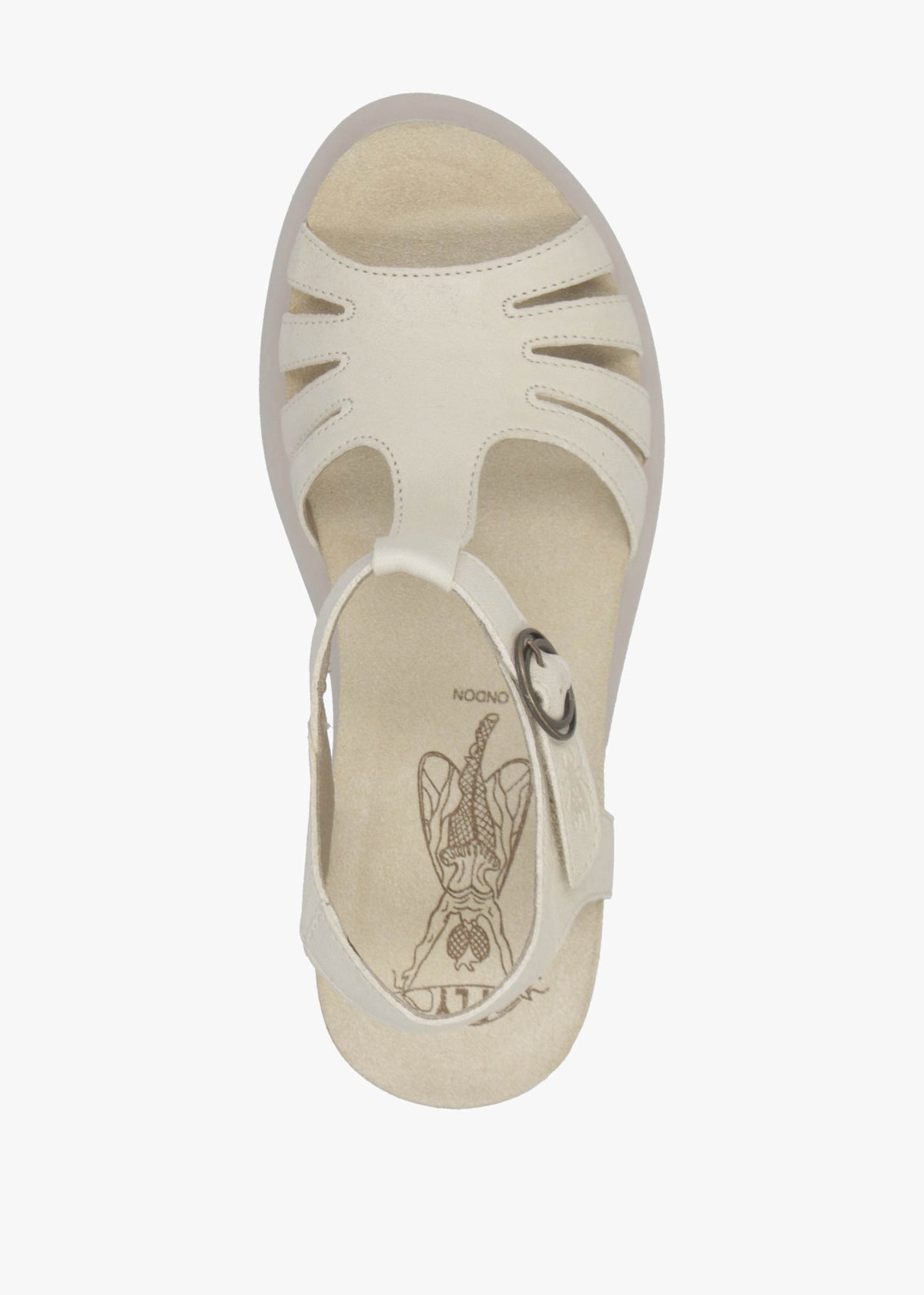 Gait Taupe Leather T Bar Wedge Sandals