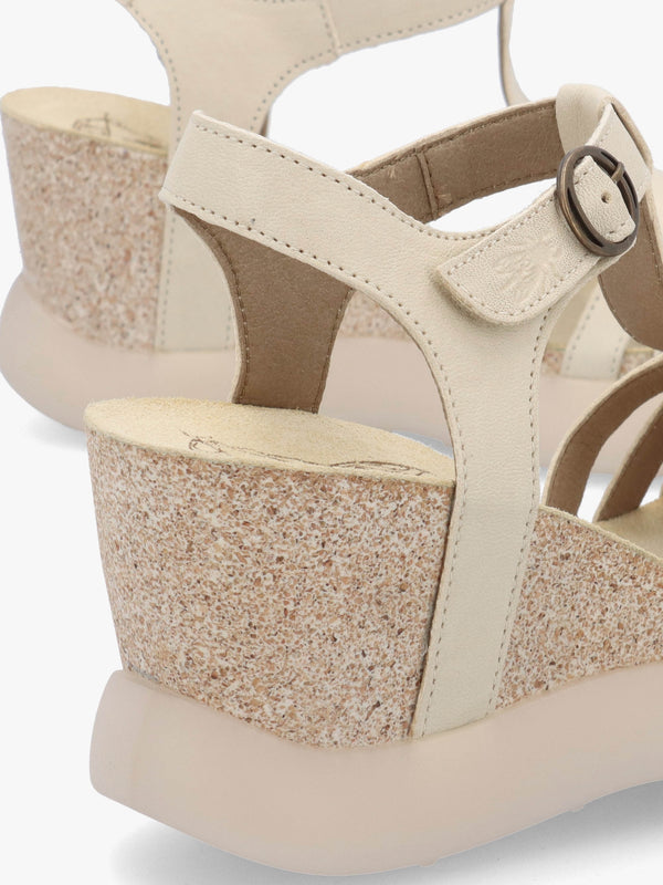 Gait Taupe Leather T Bar Wedge Sandals