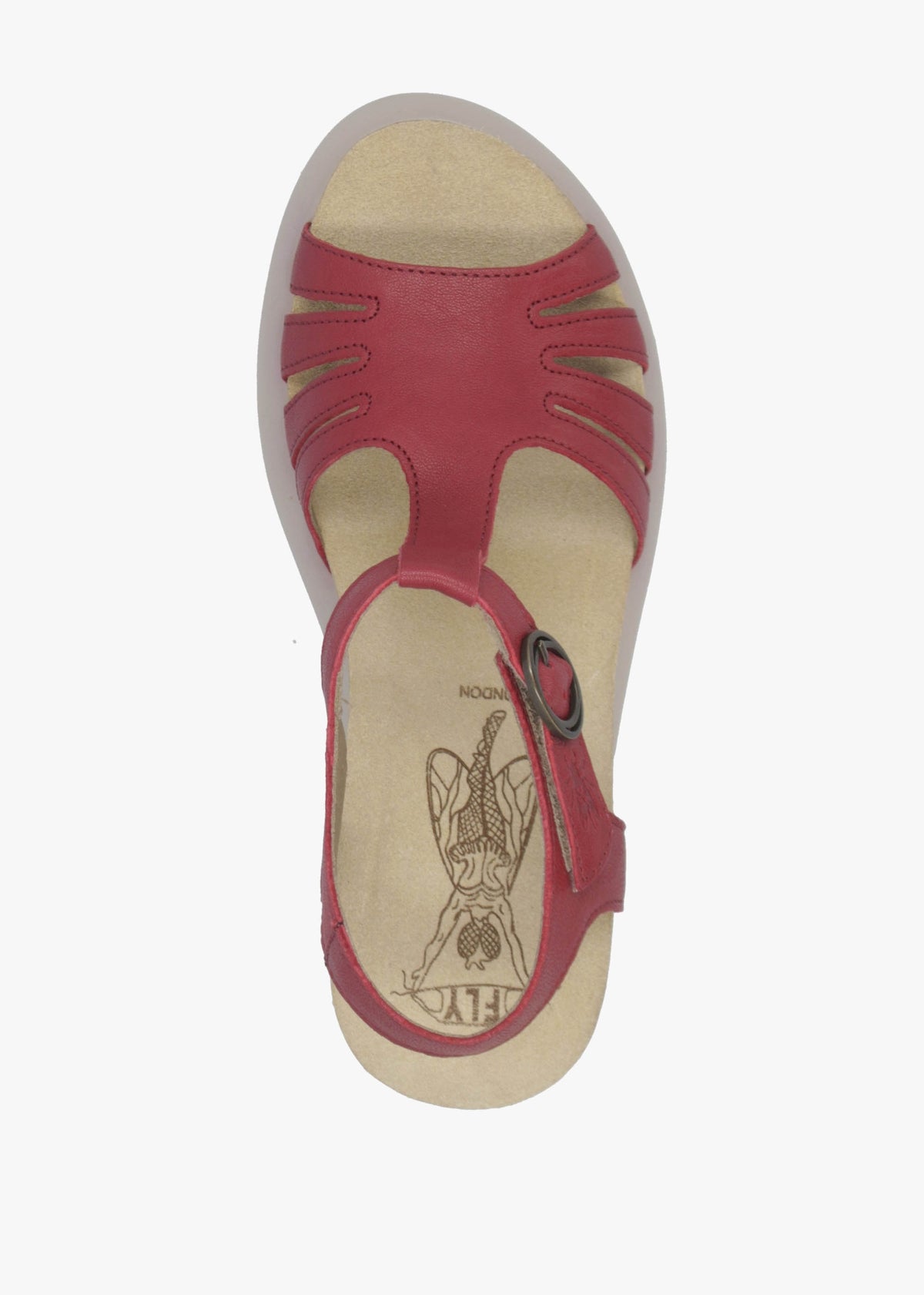 Gait Cherry Leather T Bar Wedge Sandals