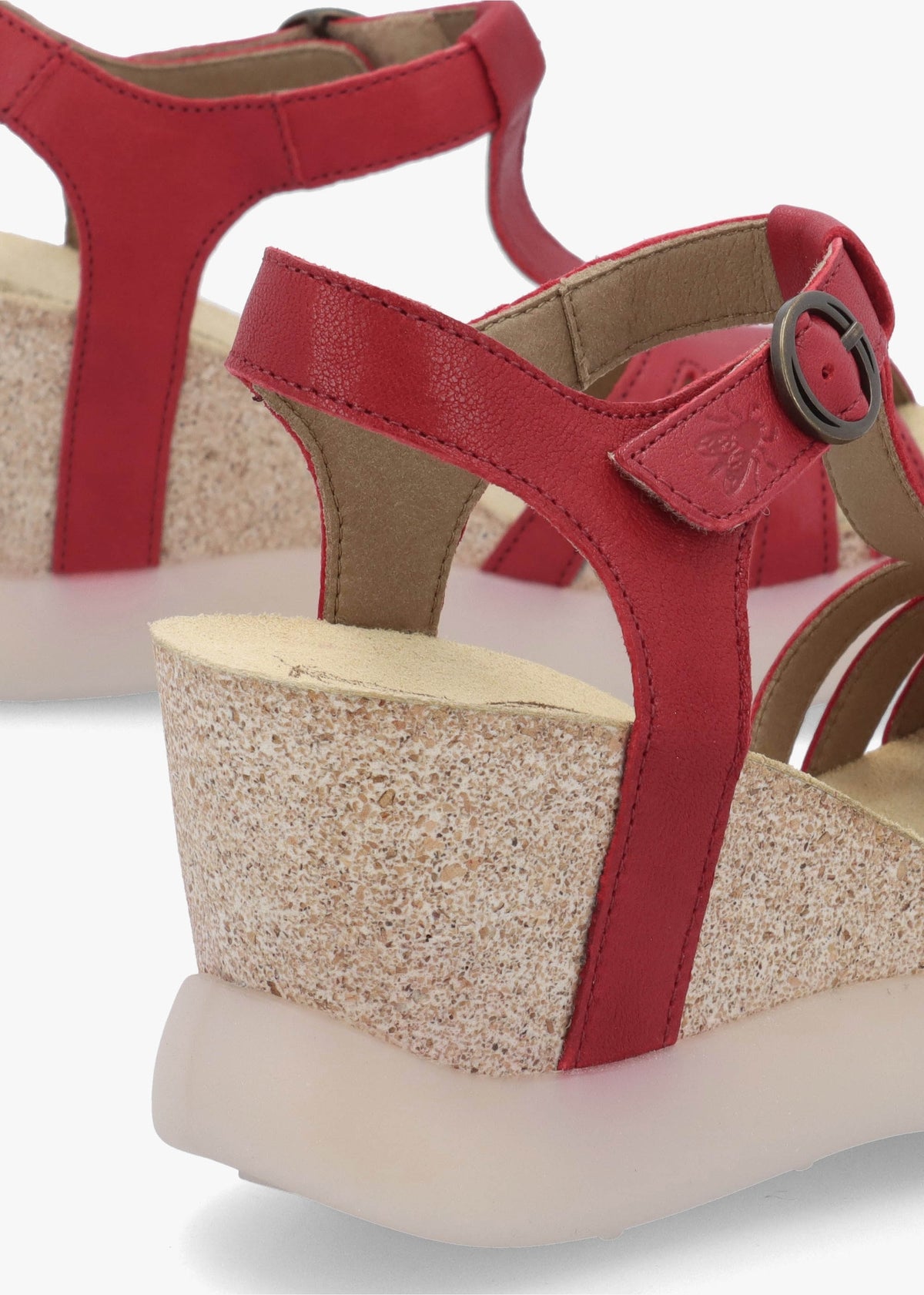Gait Cherry Leather T Bar Wedge Sandals