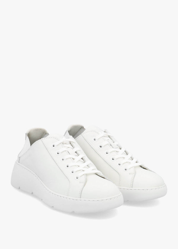 Joof White Leather Elastic Back Trainers