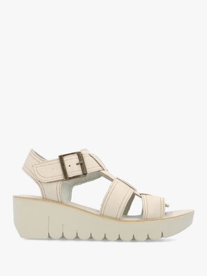Yudd Off White Leather Wedge Sandals