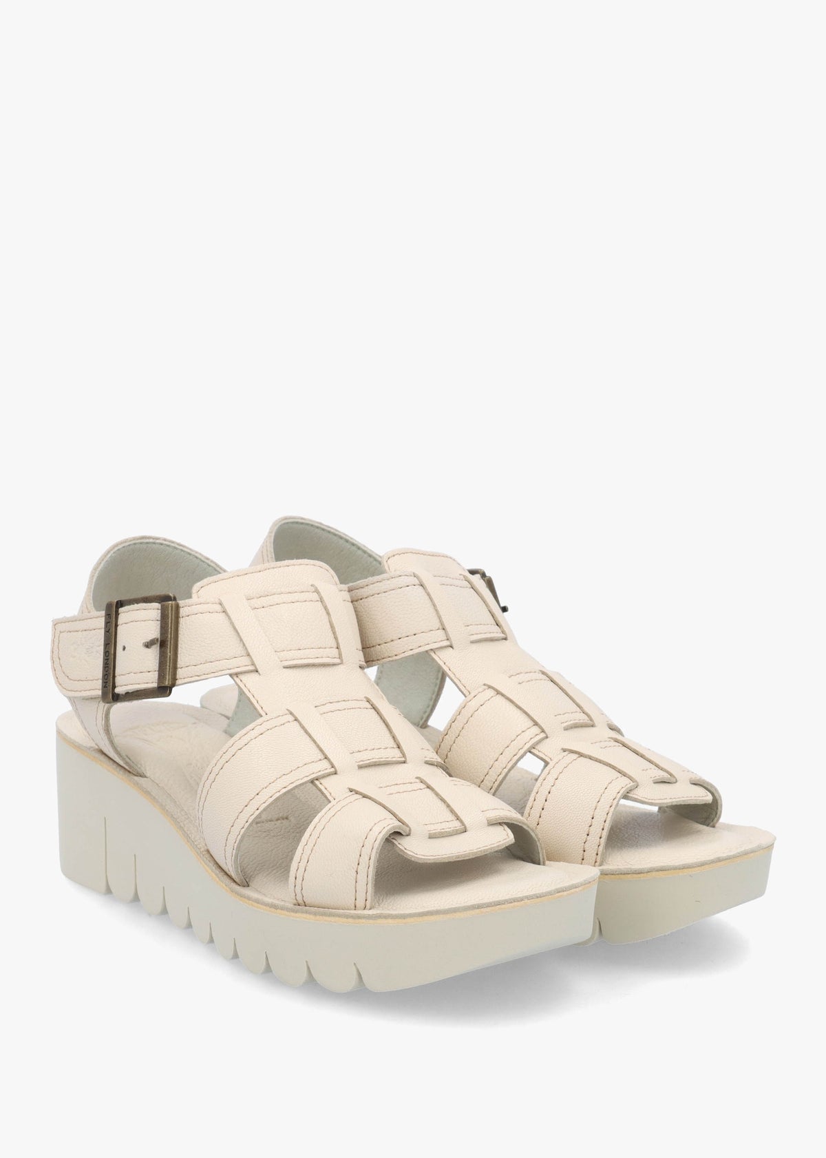 Yudd Off White Leather Wedge Sandals