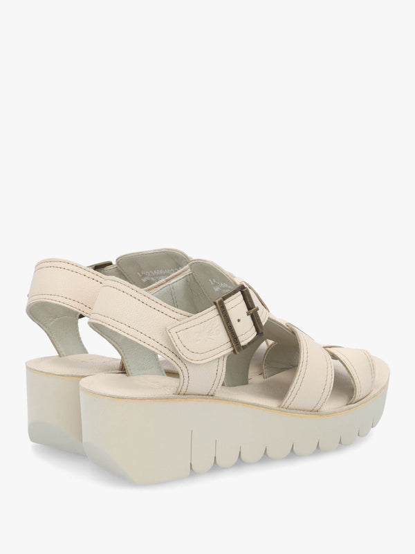 Yudd Off White Leather Wedge Sandals