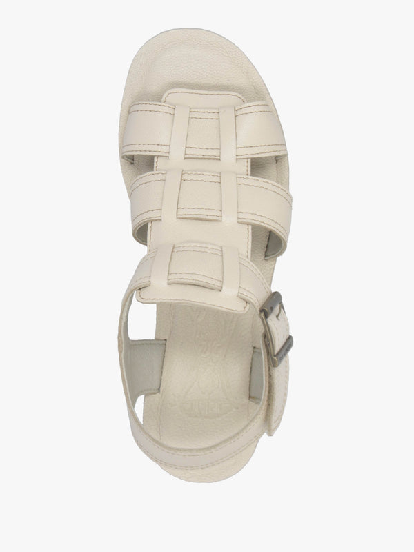Yudd Off White Leather Wedge Sandals