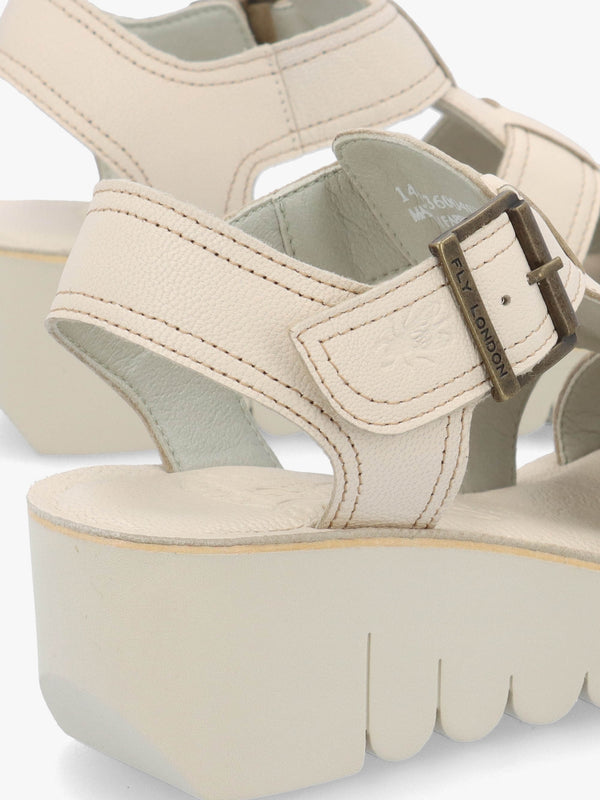 Yudd Off White Leather Wedge Sandals