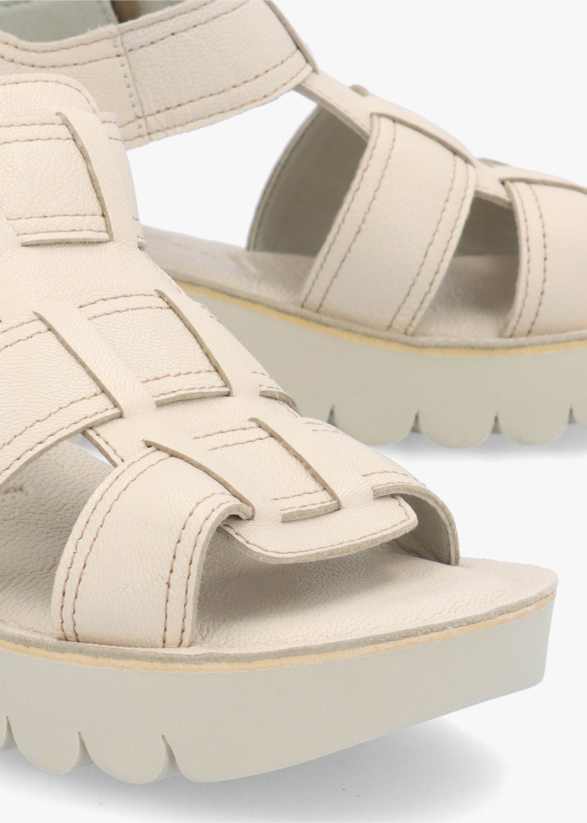 Yudd Off White Leather Wedge Sandals