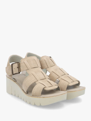 Yudd Taupe Suede Wedge Sandals
