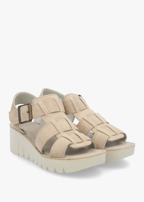 Yudd Taupe Suede Wedge Sandals