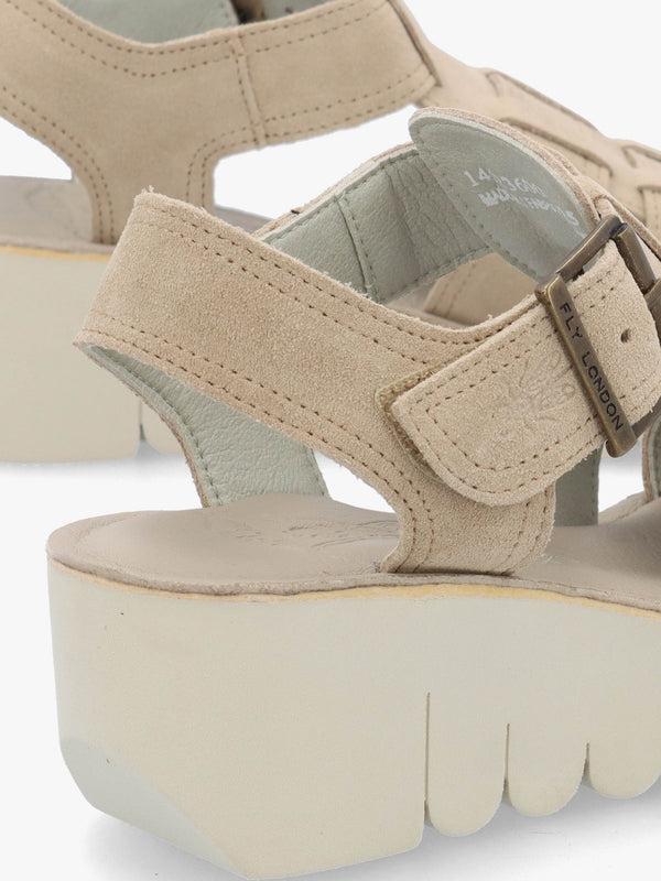 Yudd Taupe Suede Wedge Sandals