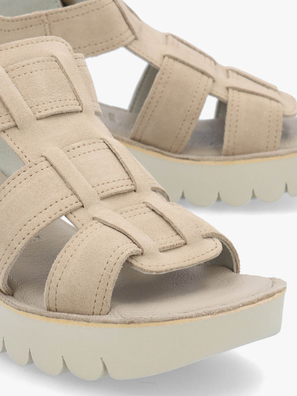 Yudd Taupe Suede Wedge Sandals