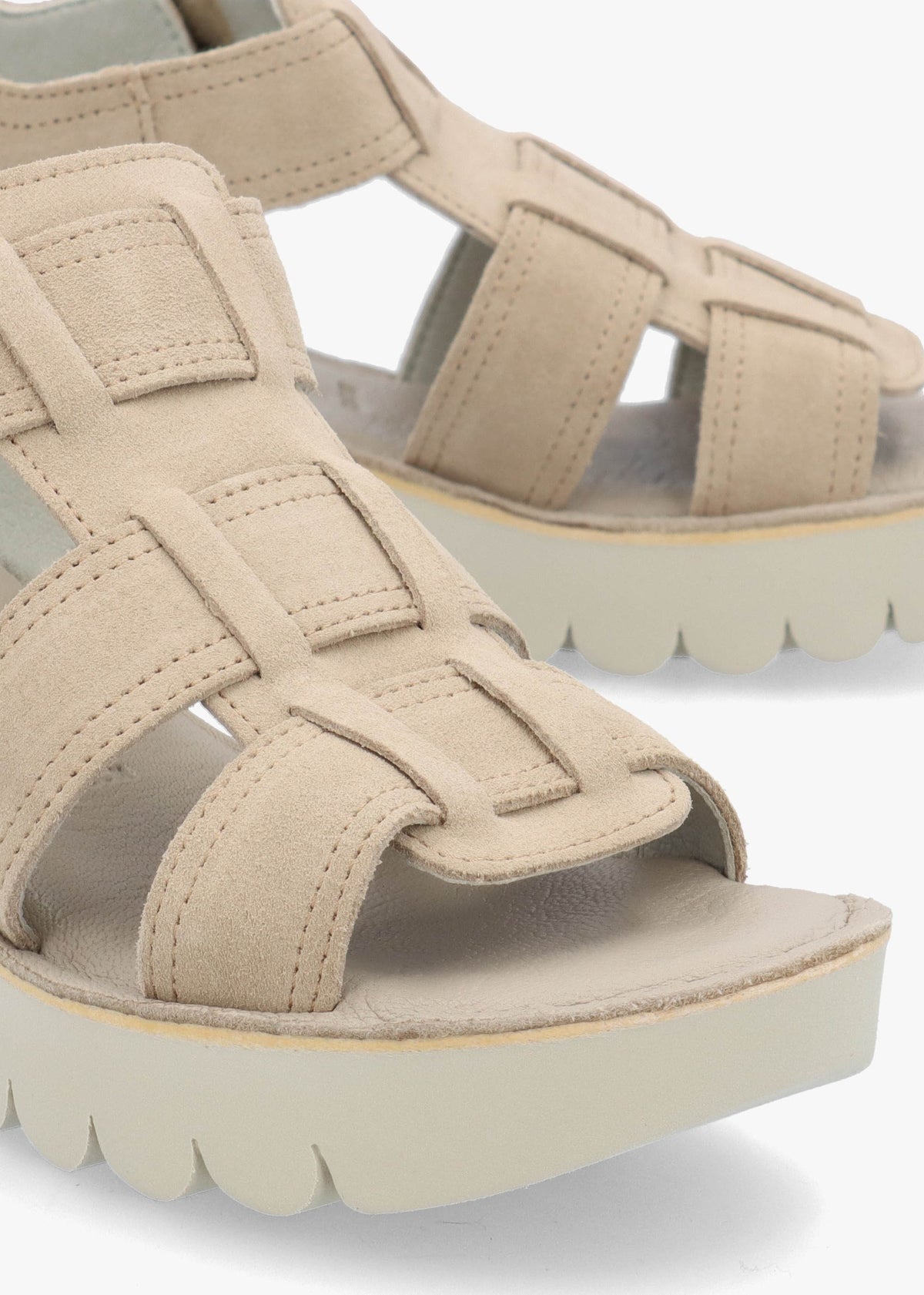 Yudd Taupe Suede Wedge Sandals